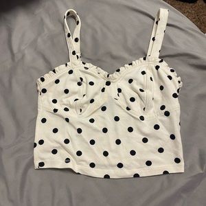 Black and white polkadot cropped tank top